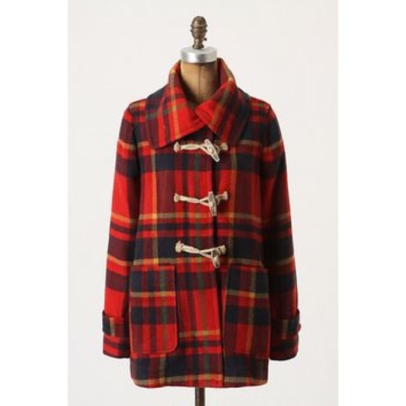 Anthropologie Jackets & Blazers - Anthro Red Plaid Jacket Size 2